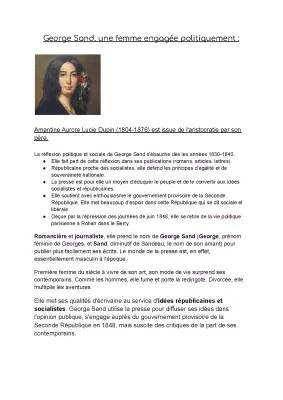 Exposé PDF sur George Sand : Engagement Politique et Social, Combats Féministes et Plus