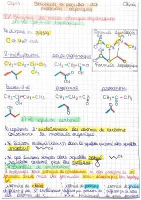 Structure des Entités Organiques - Exercices Corrigés pour la 1ère