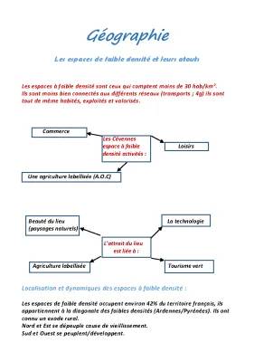 Géographie les espaces a faible densité et leurs atouts.