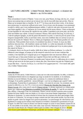 Analyse Linéaire: Comment Manon s'évade-t-il de l'hôpital ? Manon Lescaut