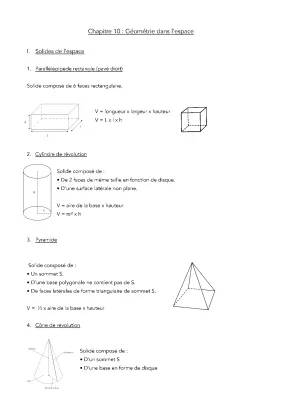 Les Noms des Solides Géométriques et Géométrie dans l'Espace 3D pour les Classes de 4ème, 5ème et 6ème