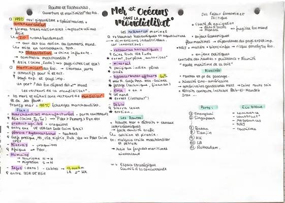 Mers et Océans : Au Cœur de la Mondialisation - Fiches et Cours