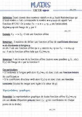 Fonction affine : Exemples, Exercices et Graphiques (3ème)