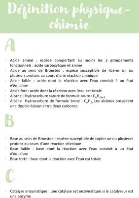 Définition de Physique-Chimie et Fiches de Révision Bac PDF