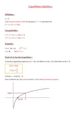 Cours Logarithme et Ln: Découvre les Formules et Propriétés PDF