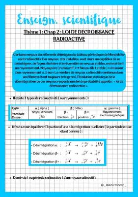 Thème 1 : Lois de Décroissance Radioactive et Programmes de Physique-Chimie