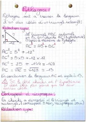 Démonstration Théorème de Pythagore, Réciproque et Contraposée pour le Collège