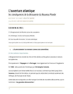 Les Conséquences de la Découverte du Nouveau Monde - Dissertation et Révisions Seconde