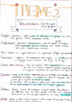 Fiche Révision: Faire la Guerre, Faire la Paix HGGSP - PDF et Définitions