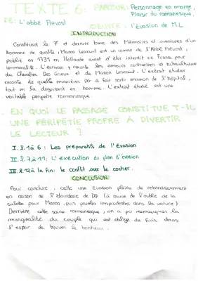 Fiche pour l’oral : évasion de Manon Lescaut de l’hôpital 