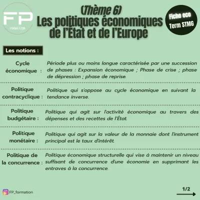 Les Politiques Économiques de l'État et de l'Europe (Cours PDF Terminale STMG)