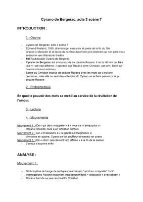 Cyrano de Bergerac Acte 3 Scène 7 - Analyse, Texte et PDF