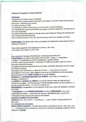 Analyse linéaire Gargantua chapitre 27 PDF - texte et commentaire