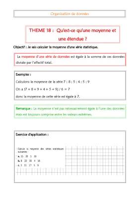 Comment calculer la moyenne et l'étendue d'une série statistique ?