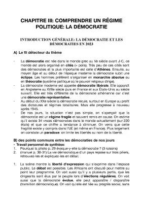 Comprendre la Démocratie: Cours HGGSP, Dissertation, et PDF