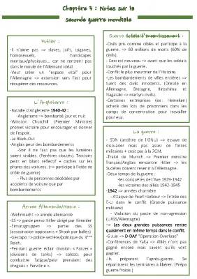 Fiche de Révision Seconde Guerre mondiale 3ème PDF - Résumé et Bilan