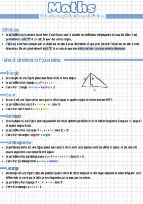 Aire et Périmètre: Formules et Exercices PDF pour 4e