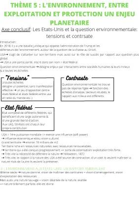 Les défis de l'environnement aux États-Unis : L'exploitation des ressources et la protection en Amérique