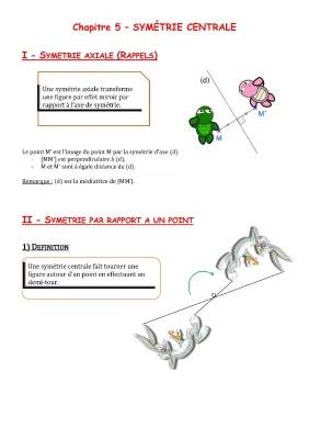 Cours Symétrie Centrale 5ème PDF - Exercices Corrigés et Propriétés