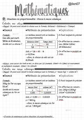 Calculer vitesse, distance et masse volumique - Proportionnalité avec exercices et formules