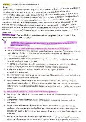 Fiche de Révision : La Démocratie dans l'Union Européenne - HGGSP 1ère