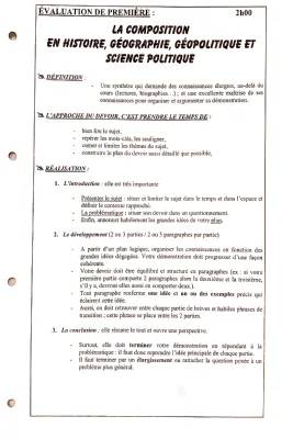 Composition Histoire Exemple - Méthodologie HGGSP pour Collège et Concours