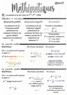 Cours et Exercices sur les Puissances de 10 pour le CM1 à la 4ème