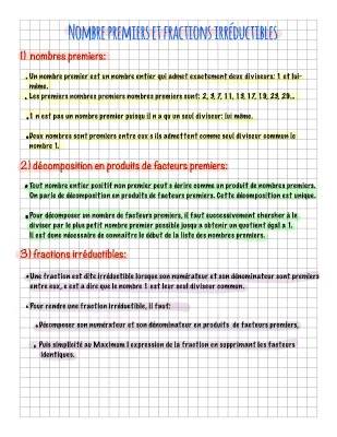 Fraction Irréductible Exercice Corrigé 3ème et 4ème + Facteurs Premiers