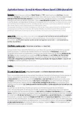 L'Enterrement de Manon Lescaut - Analyse Linéaire et Texte PDF