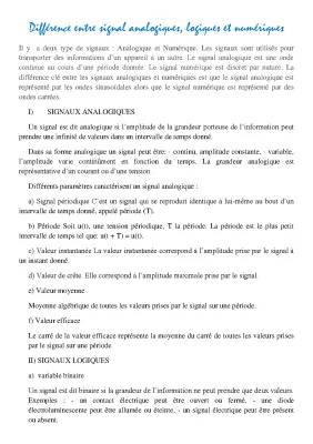 Différence entre Signal Numérique et Signal Analogique : Explications Faciles