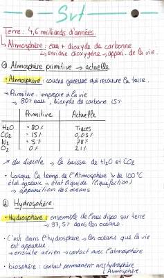 Evolution de l'Atmosphère Terrestre et la Vie - Terminale SVT