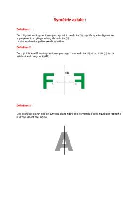 Symétrie axiale et centrale 5ème - Cours et Exercices corrigés PDF