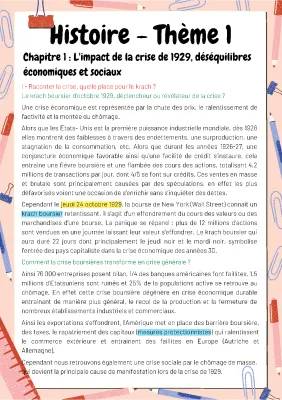 Dissertation sur la crise économique de 1929 PDF - Résumé, causes et conséquences