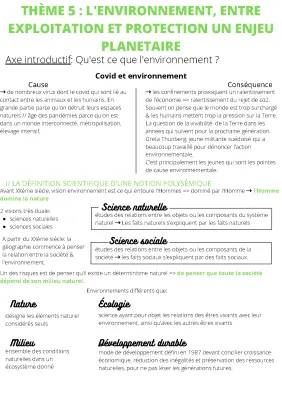 Axe 1 et 2 - Environnement en HGGSP pour Terminale