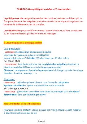 Les politiques sociales en France PDF - Cours pour STMG et ST2S