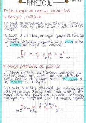 L'énergie cinétique et la sécurité routière - Formules et exercices pour la 3ème