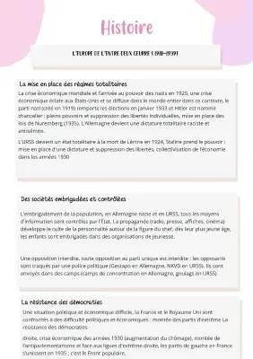 L'Europe entre 1919 et 1939: La montée des régimes totalitaires et la crise de 1929