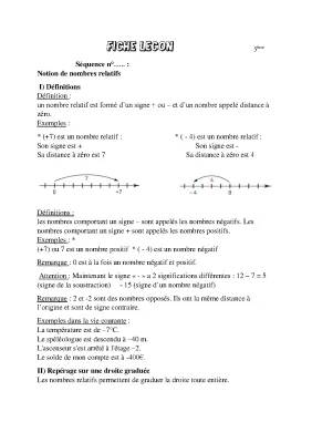 Évaluation Nombres Relatifs 5ème et 3ème avec PDF et Corrigés