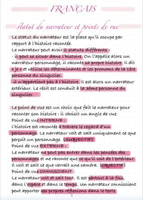 Statut du Narrateur et Point de Vue Exemples et Exercices 4ème