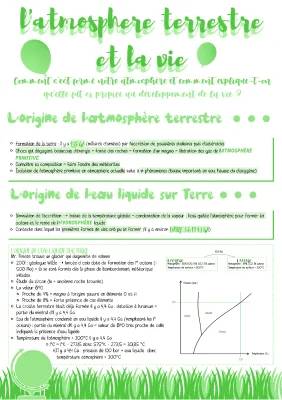 L'atmosphère terrestre et la vie corrigé, évolution et origine de l'eau sur Terre