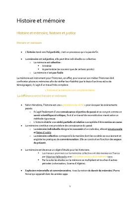 Histoire et Mémoire HGGSP: Fiches, Dissertation et Révisions