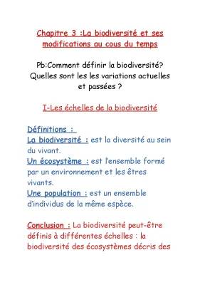 La biodiversité au cours du temps : Évolution, échelles et impact humain - Fiche Seconde