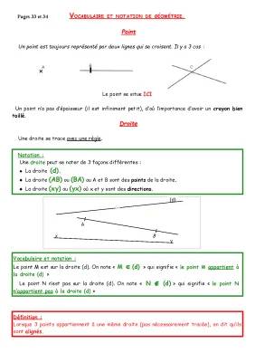 Géométrie 6ème PDF: Vocabulaire et Notation des Droites, Demi-Droites et Segments