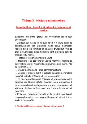 Histoire et mémoire HGGSP : Comprendre les différences et exemples