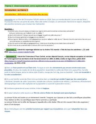 HGGSP Environnement Cours PDF - Fiches de Révision et Sujets Corrigés