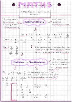 Exercices de Fractions 5ème avec Corrections - Simplification, Addition et Soustraction