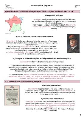 Résumé de la Première Guerre mondiale et la Résistance en France