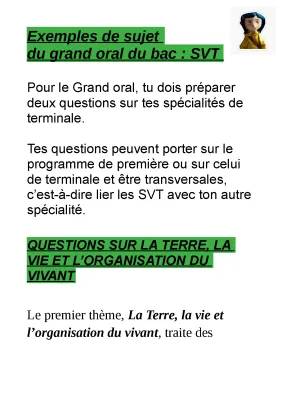 100 Sujets Grand Oral SVT Corrigés à Télécharger en PDF