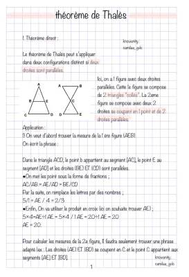 Théorème de Thalès Formule et Exercices Corrigés 3ème et 4ème