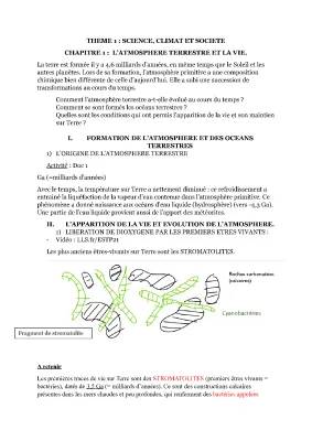 L'atmosphère terrestre et la vie corrigé PDF - Evolution et Protection